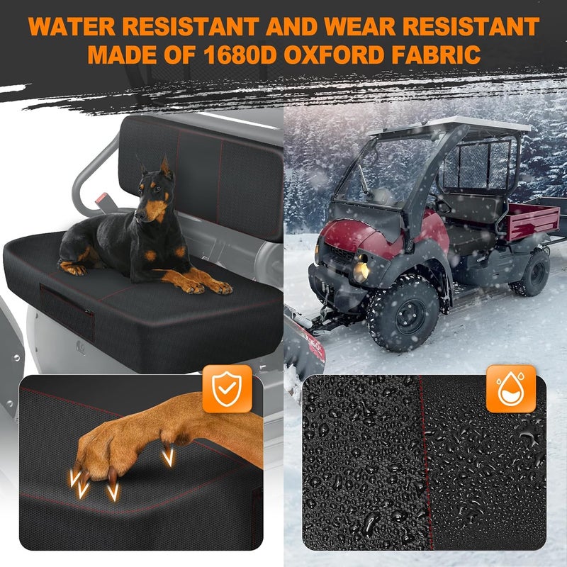 BORDAN UTV Seat Cover for Kawasaki Mule 600 610 2005-2016 Mule SX 2017-2023, Heavy Duty 1680D Waterproof Full Protection Outdoor Seat Cover Set(2 PCS) - Image 2